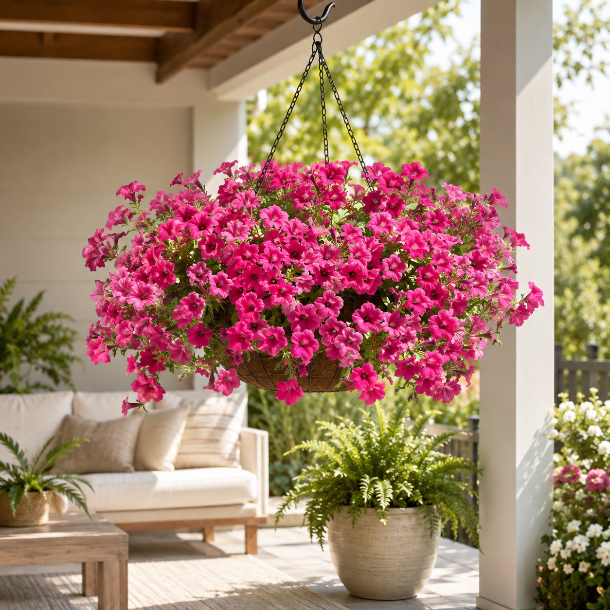 🌸 **Lush Hanging Flower Basket – Instant Porch & Patio Makeover**