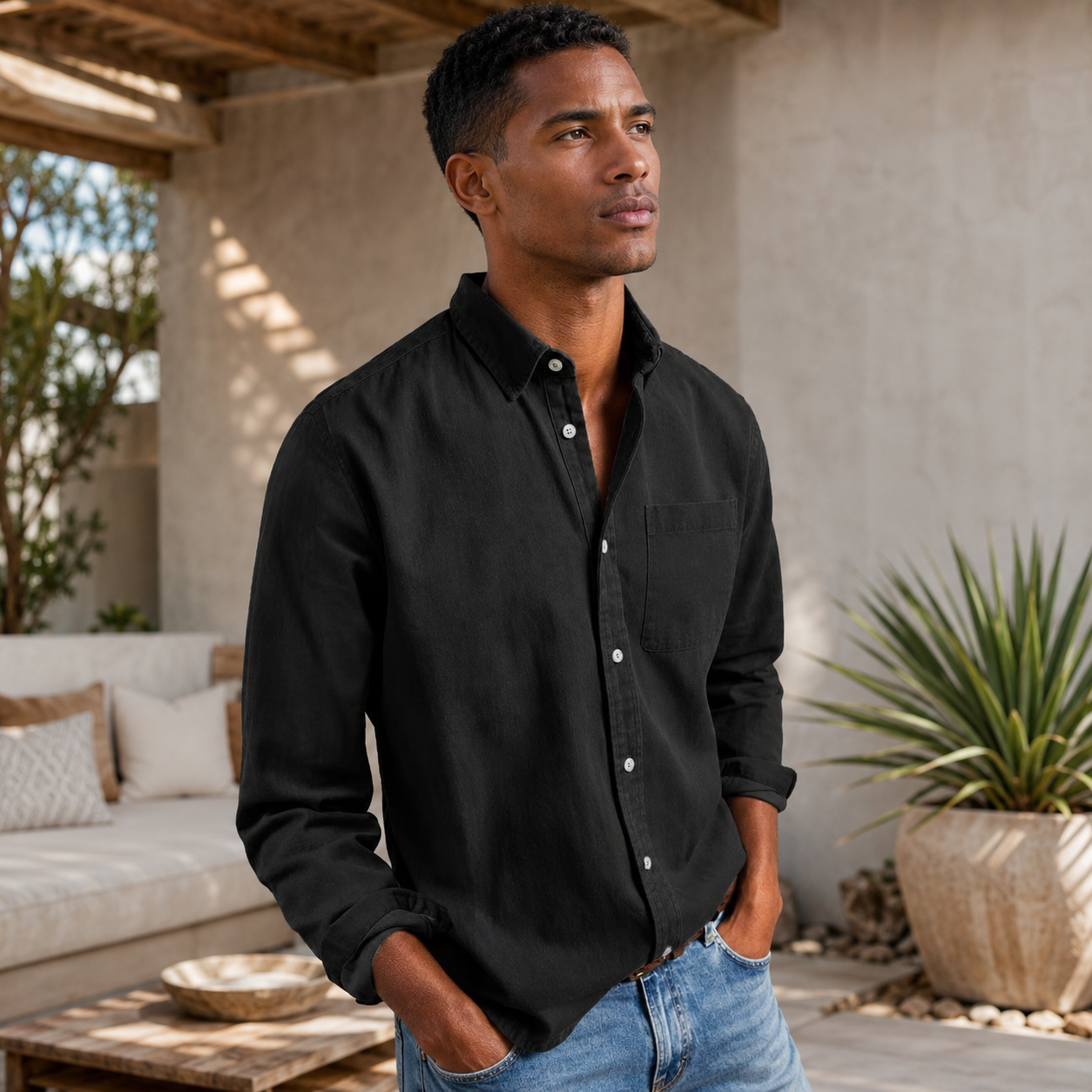👔 Men’s Vintage Washed Casual Button-Up Shirt – Relaxed Everyday Comfort ✨