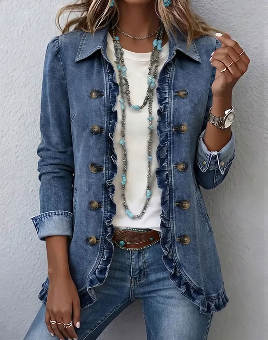 ⌛⌛⌛LAST DAY SAVE 49%🌸Boho-chic Floral Embroidered Utility Ruffled Trim Jacket