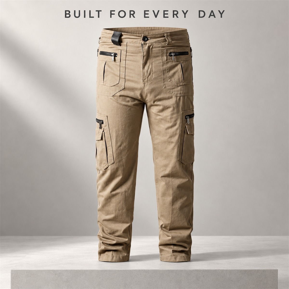 Men's Loose Straight Cotton Cargo Pants - featured single item