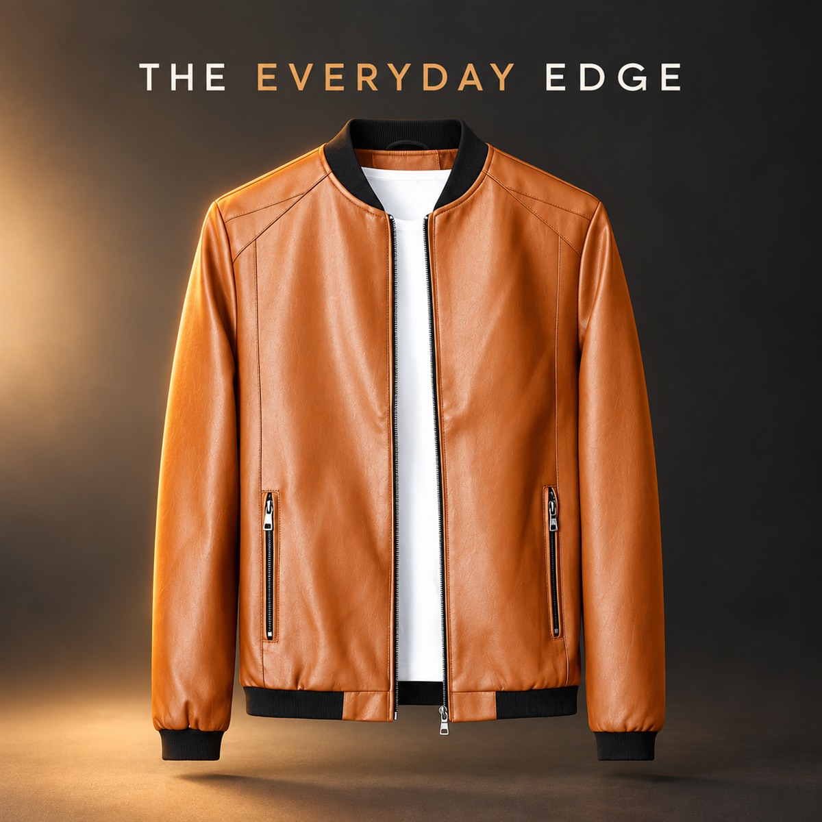 Men's Slim Lightweight Leather-Look Jacket - featured single item