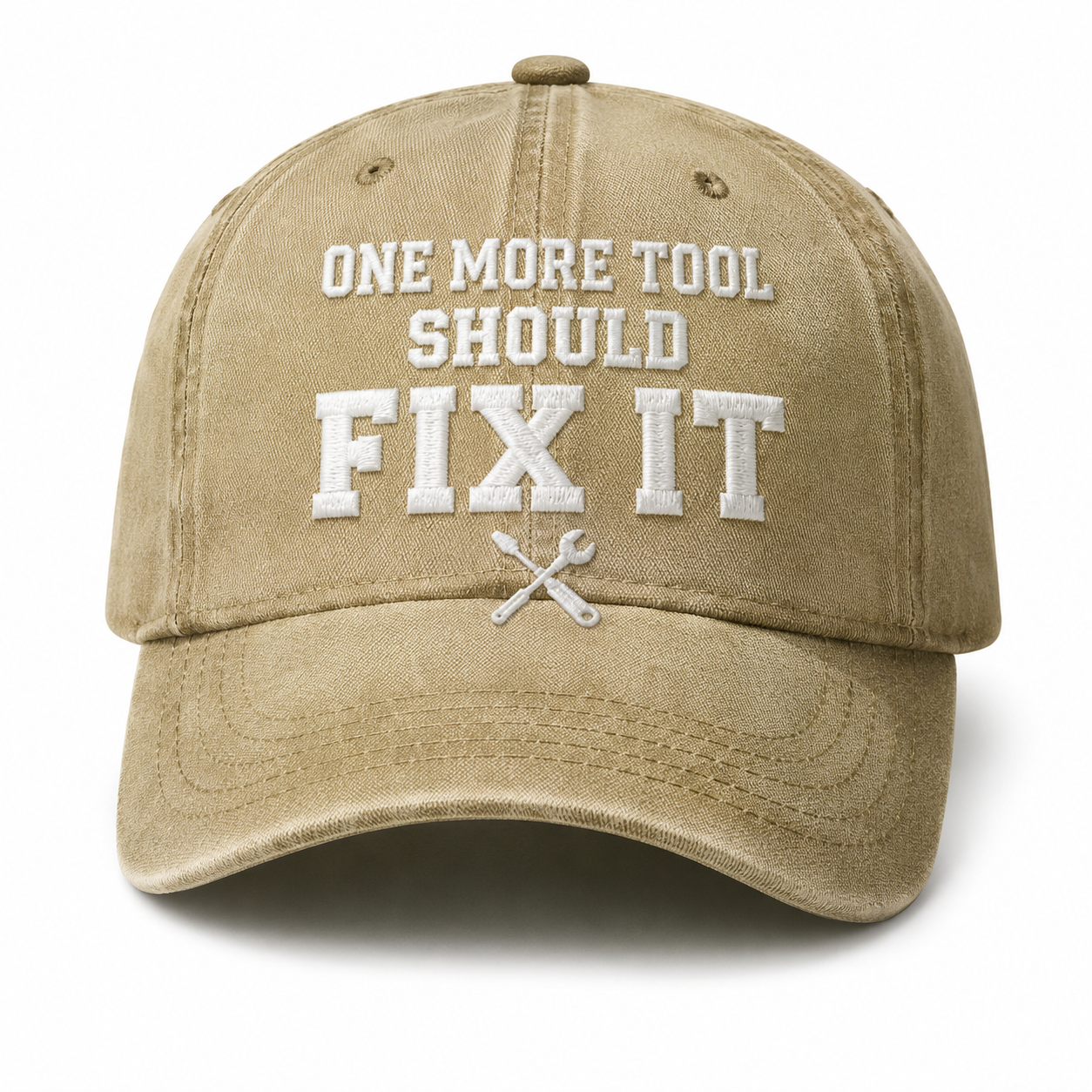 Men’s Vintage “One More Tool Should Fix It” Embroidered Baseball Cap – Adjustable Washed Cotton Workwear Hat