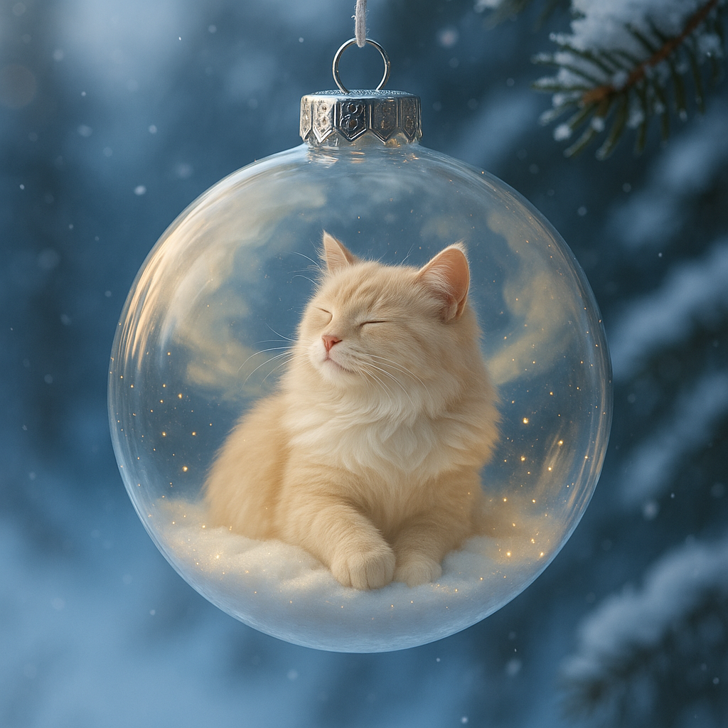 🎇🔥Cute Cat Christmas Glass Ornaments Collection
