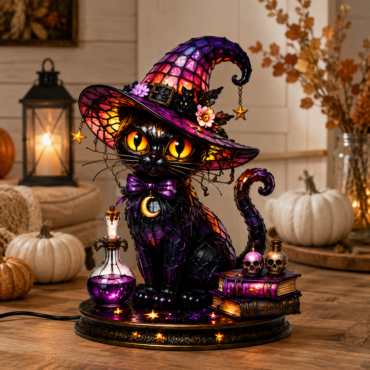🎃 **Magical Stained-Glass Halloween Lights – Spooky Glow for a Cozy Home ✨**