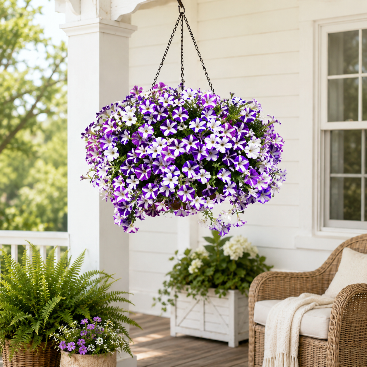 🌸 **Lush Hanging Flower Basket – Instant Porch & Patio Makeover**