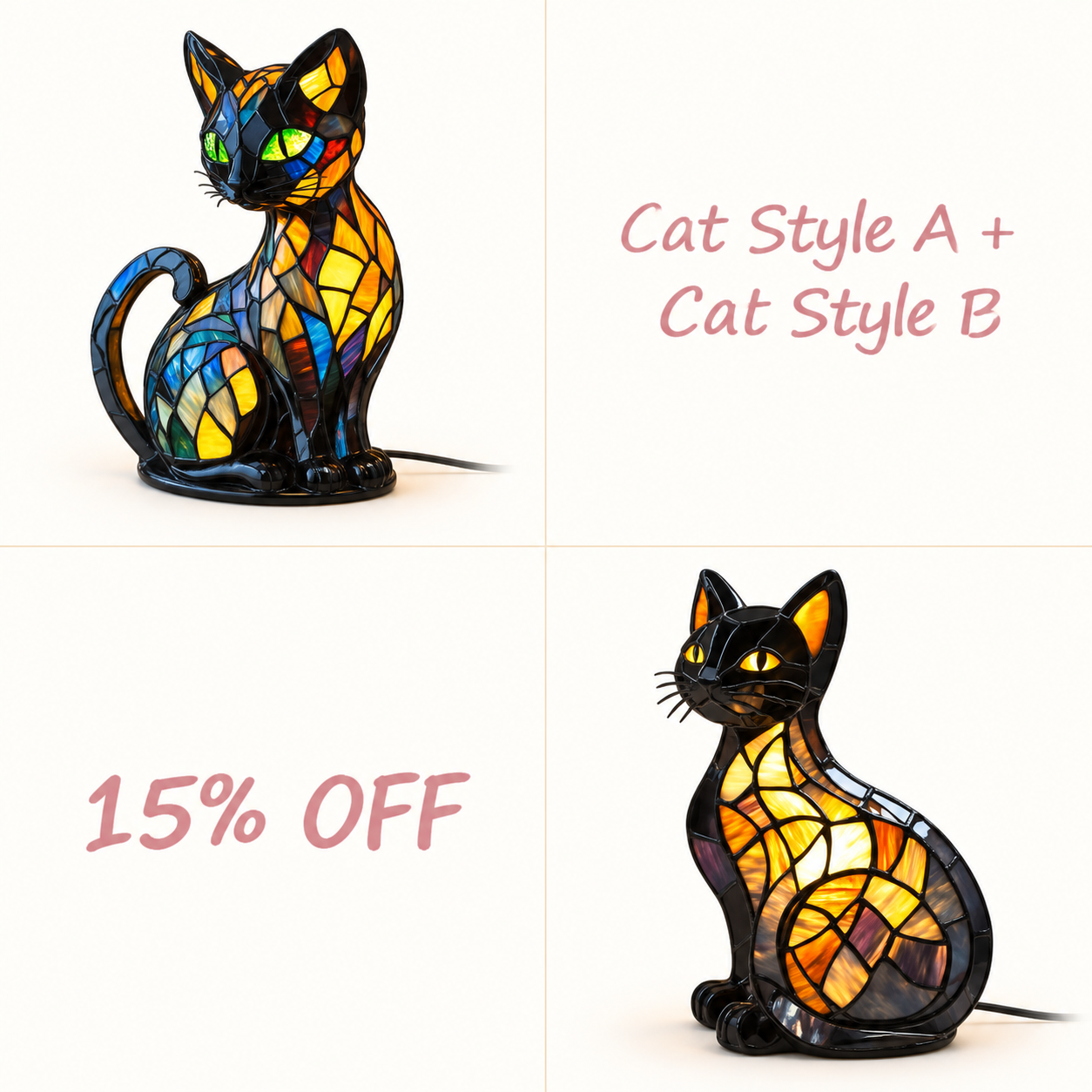 ✨✨✨Stained-Glass Animal Lamp – A Charming Artistic Night Light
