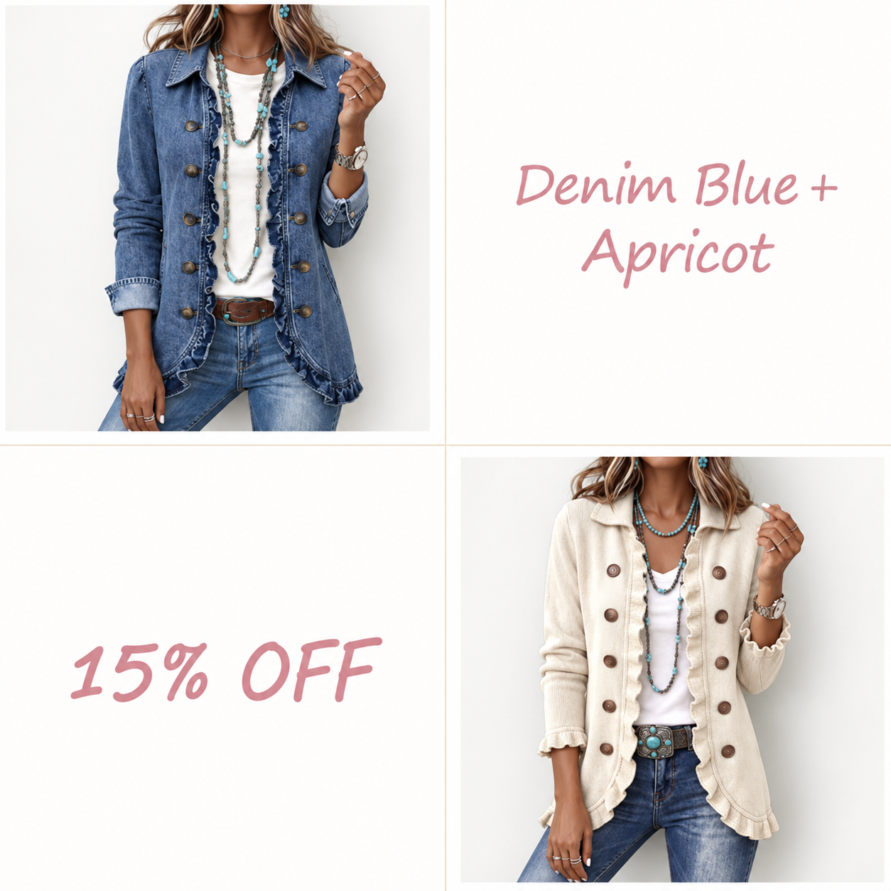 ⌛⌛⌛LAST DAY SAVE 49%🌸Boho-chic Floral Embroidered Utility Ruffled Trim Jacket