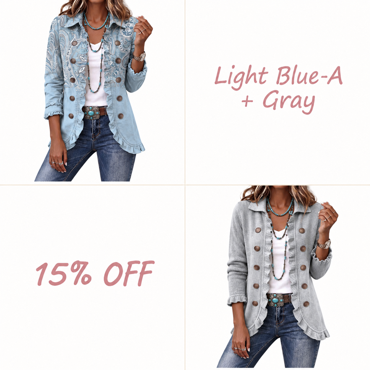 ⌛⌛⌛LAST DAY SAVE 49%🌸Boho-chic Floral Embroidered Utility Ruffled Trim Jacket
