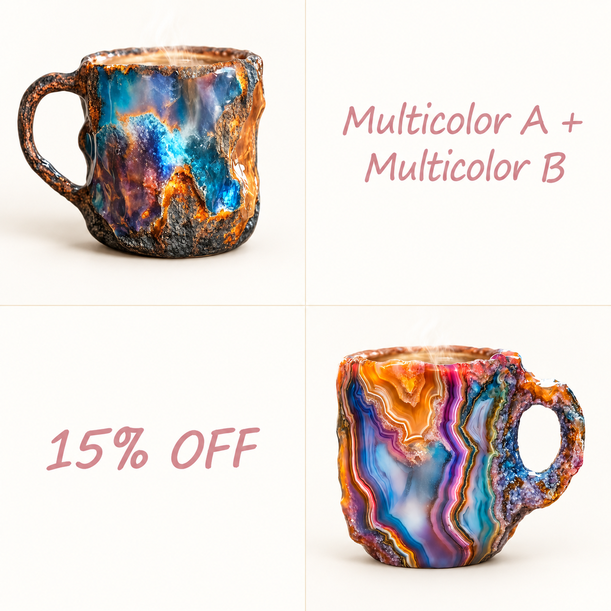 💎Gemstone-Inspired Sculptural Mug – Artistic Geode-Style Coffee Cup ☕✨