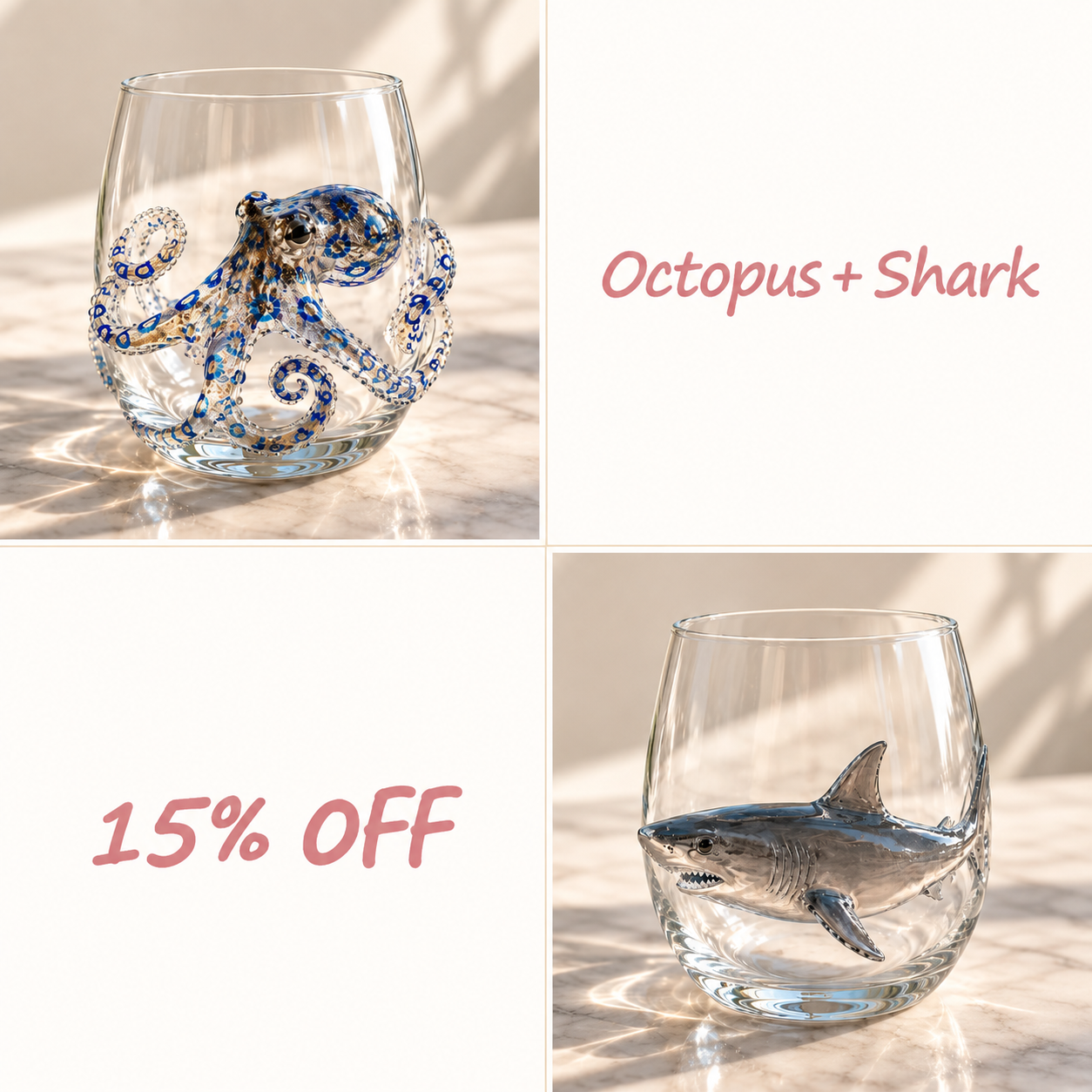 🌊🌊🌊 Last Day 49% OFF – 🐙3D Ocean Animal Glassware Collection