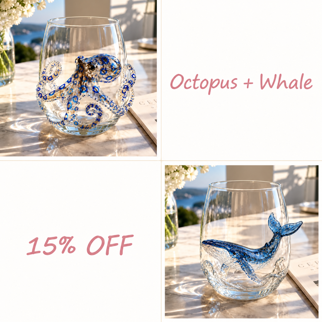 🌊🌊🌊 Last Day 49% OFF – 🐙3D Ocean Animal Glassware Collection