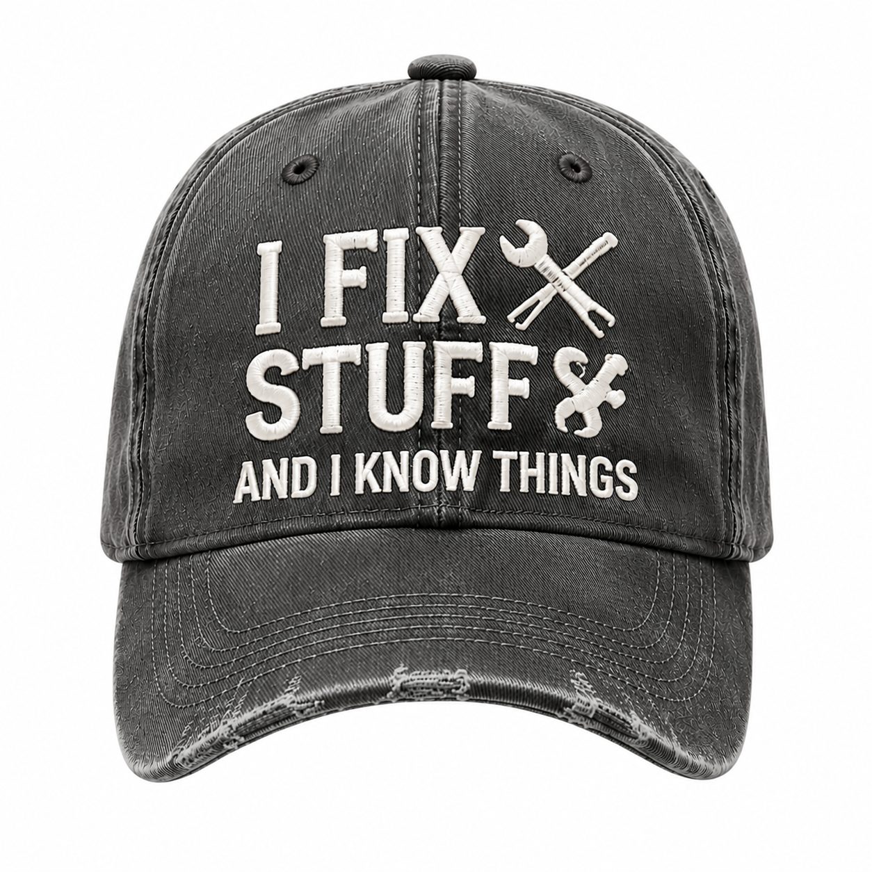 I Fix Stuff and I Know Things – Vintage Embroidered Baseball Cap, Funny Dad Hat for DIY Lovers, Mechanics & Handymen