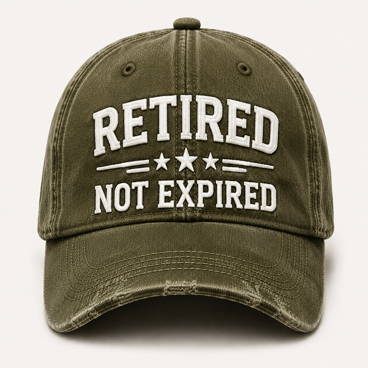 🧢 RETIRED — NOT EXPIRED Vintage Washed Embroidered Baseball Cap, Adjustable Casual Dad Hat