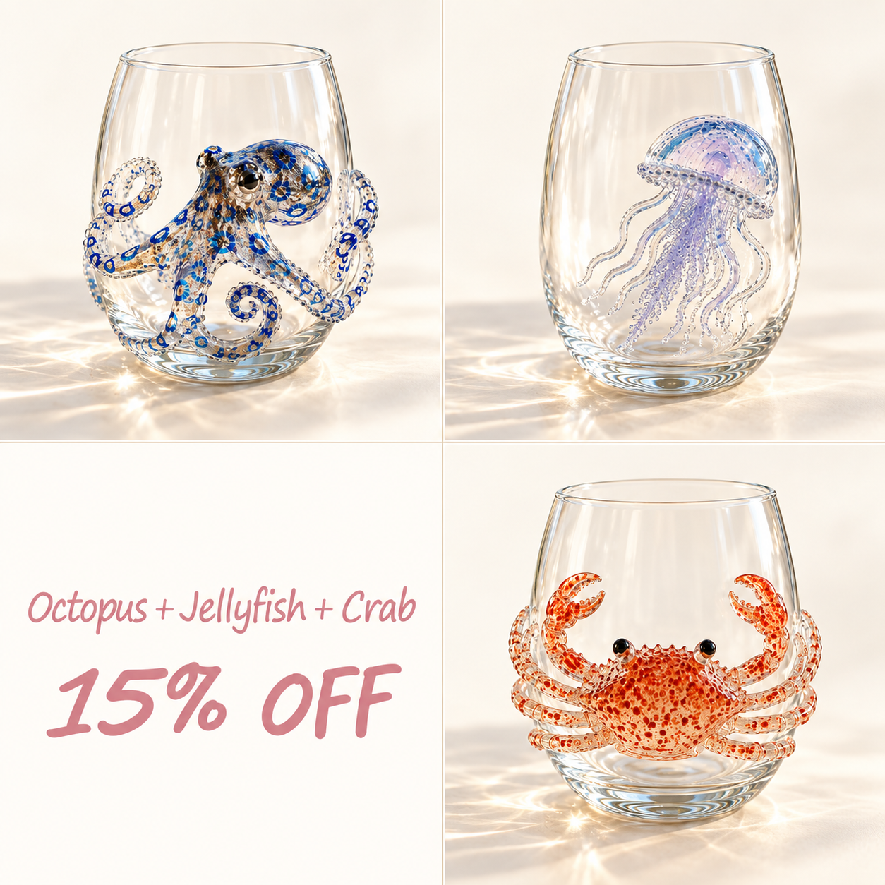 🌊🌊🌊 Last Day 49% OFF – 🐙3D Ocean Animal Glassware Collection
