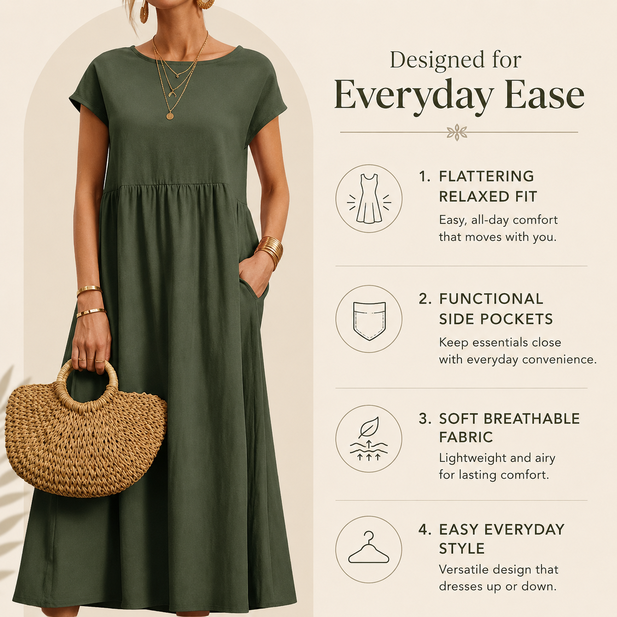 Women's Casual Midi Dress / Summer Swing Dress