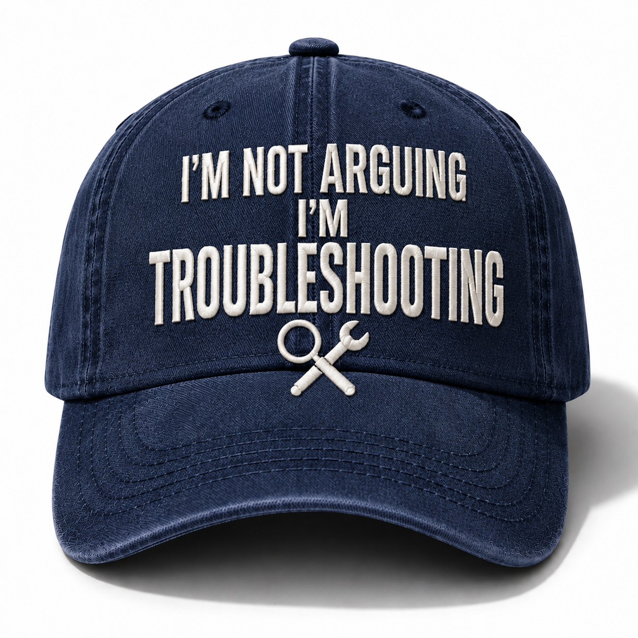Men’s “I’m Not Arguing, I’m Troubleshooting” Vintage Washed Baseball Cap – Adjustable Casual Hat