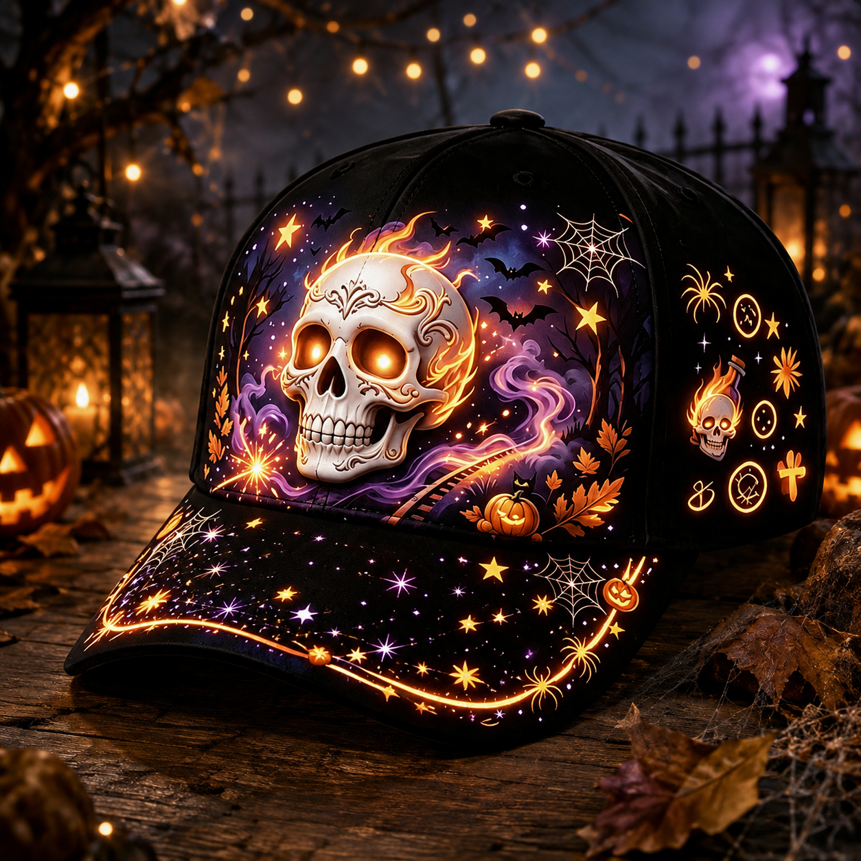 🎃 Halloween Embroidered Baseball Cap for Men – Spooky Skull, Ghost & Pumpkin Designs 👻🧢