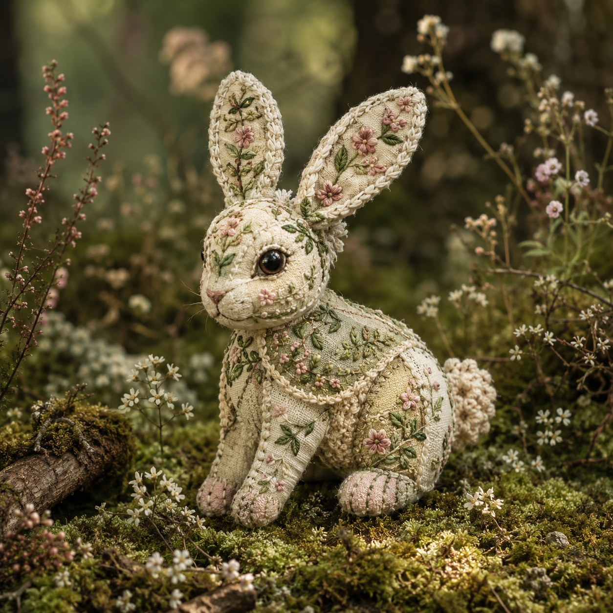 # Whimsical Woodland Animal Figurines – Embroidered Floral Decor & Gift Collection 🌿🦉✨