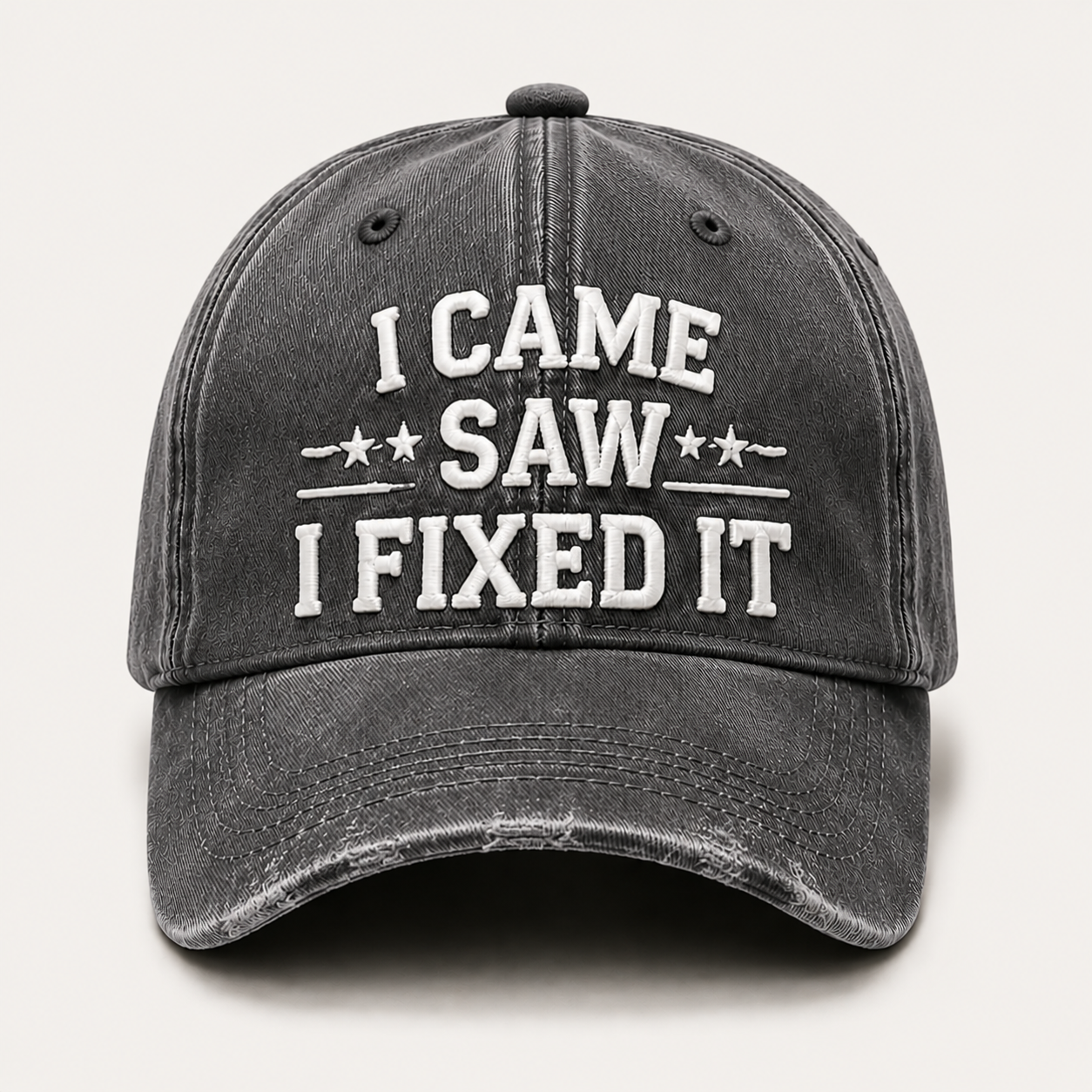 🧢 Vintage “I Came, I Saw, I Fixed It” Baseball Cap – Adjustable Washed Dad Hat