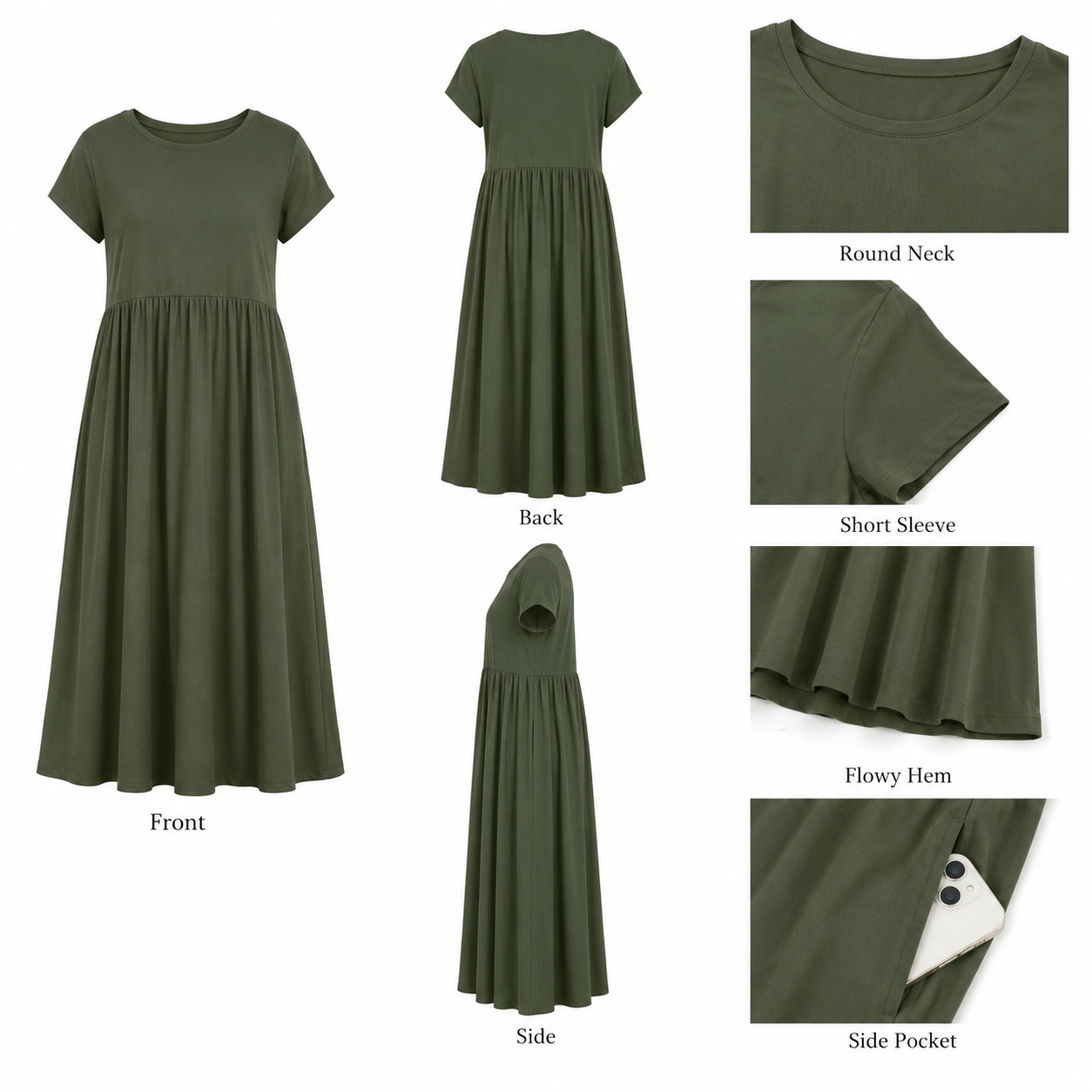 Women's Casual Midi Dress / Summer Swing Dress