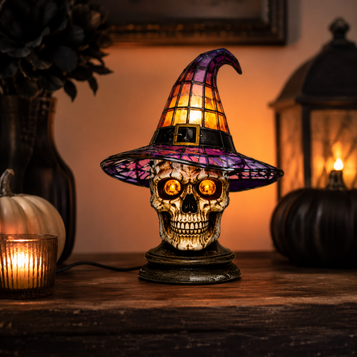 🎃 **Magical Stained-Glass Halloween Lights – Spooky Glow for a Cozy Home ✨**