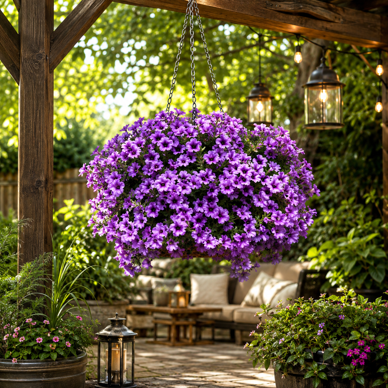 🌸 **Lush Hanging Flower Basket – Instant Porch & Patio Makeover**