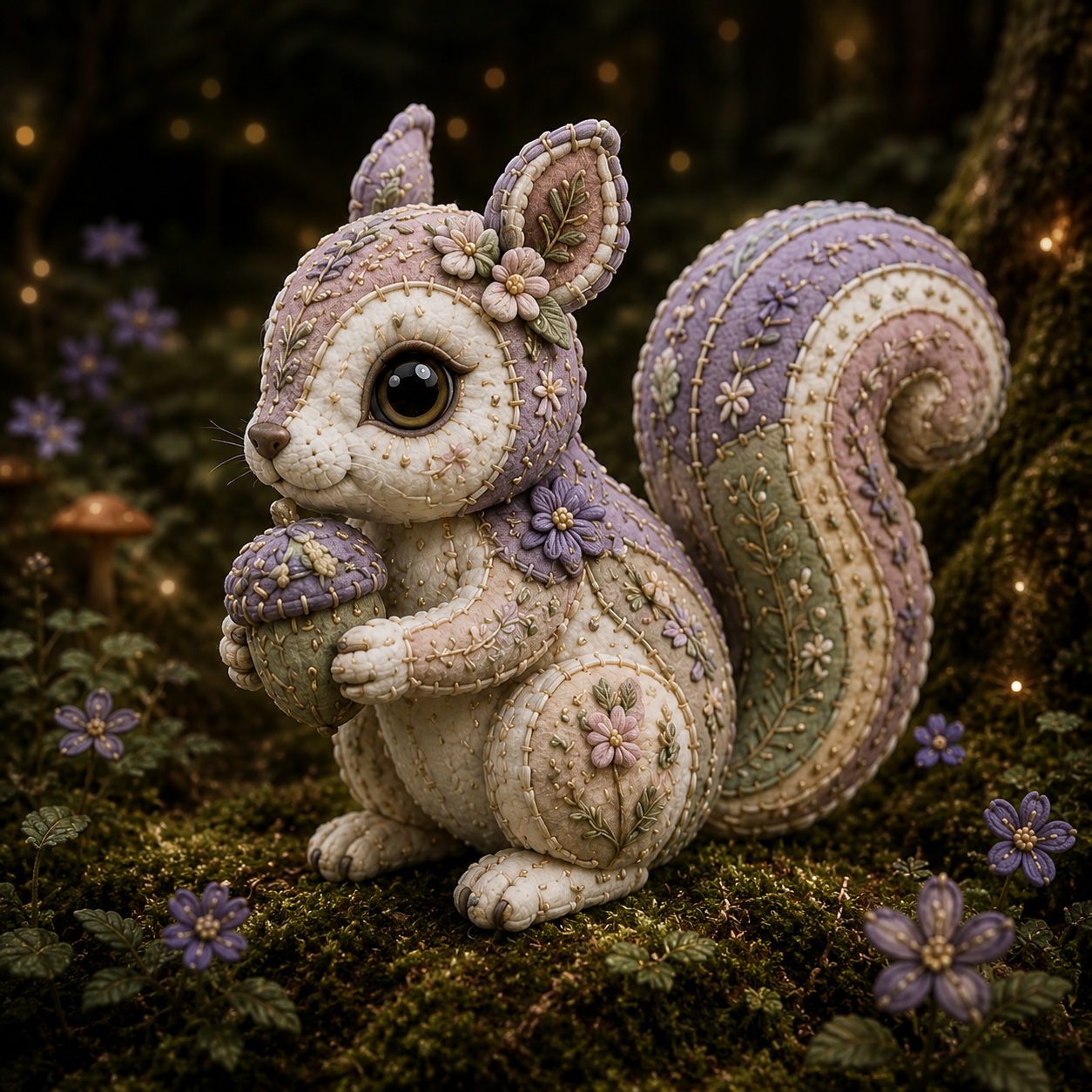 # Whimsical Woodland Animal Figurines – Embroidered Floral Decor & Gift Collection 🌿🦉✨