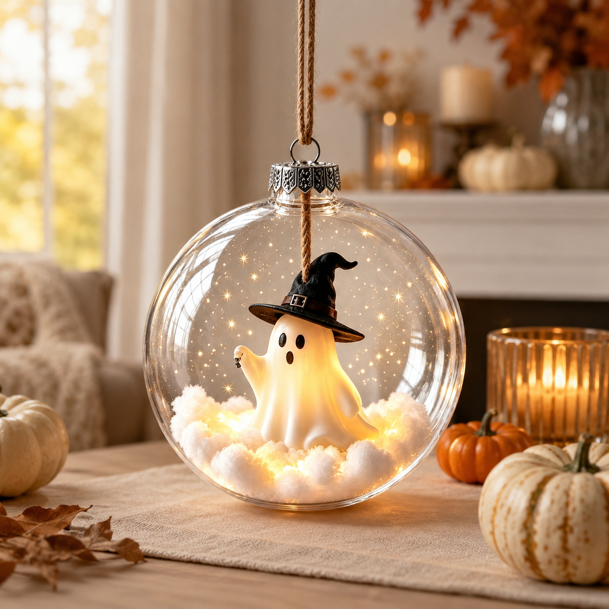 🎃✨ Enchanted Halloween Glowing Ornament – Cozy Light-Up Ghost, Witch, Cat & Pumpkin Décor 👻🐈‍⬛