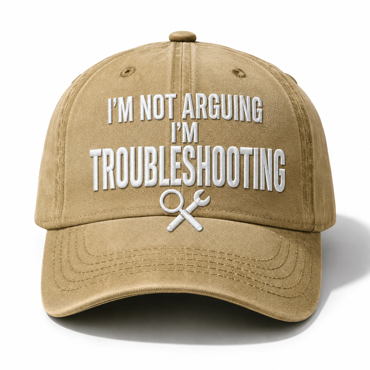 Men’s “I’m Not Arguing, I’m Troubleshooting” Vintage Washed Baseball Cap – Adjustable Casual Hat