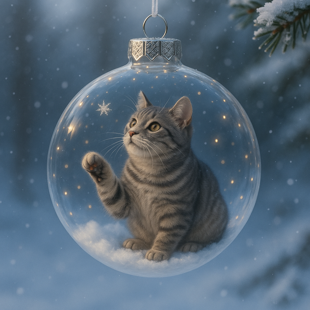 🎇🔥Cute Cat Christmas Glass Ornaments Collection