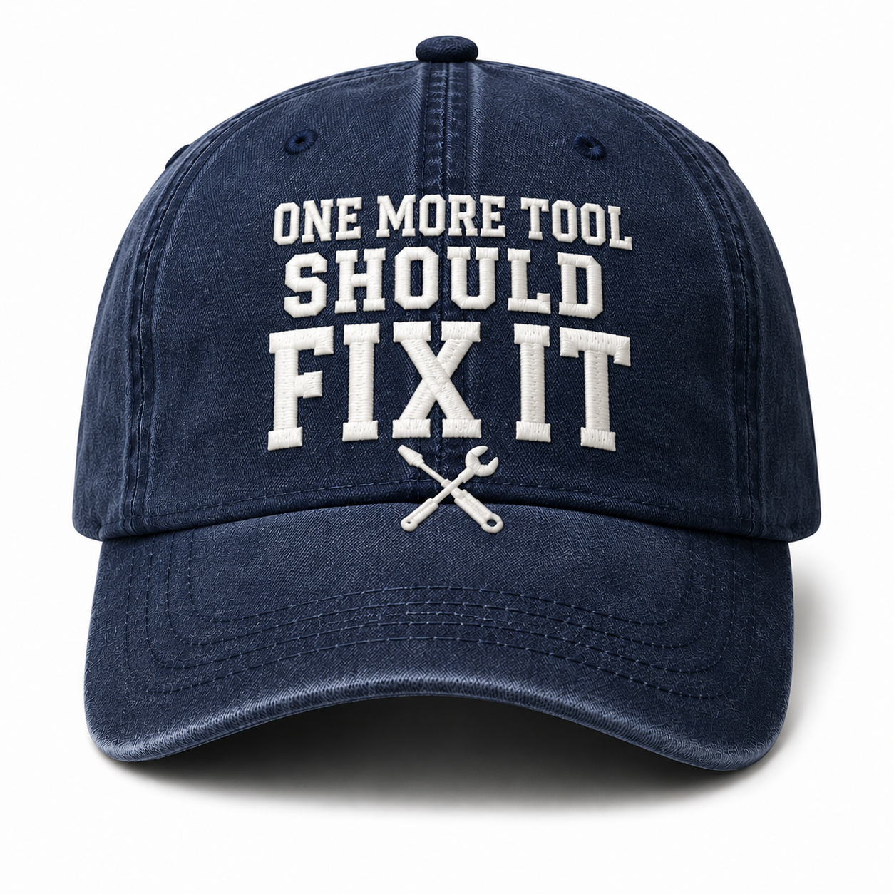 Men’s Vintage “One More Tool Should Fix It” Embroidered Baseball Cap – Adjustable Washed Cotton Workwear Hat