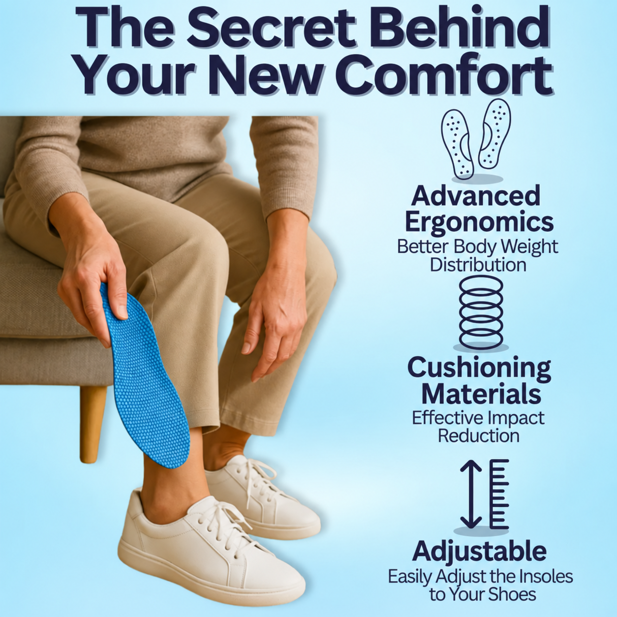 😃Everyday Comfort Cushioning Insoles – Full-Length Support for Walking & Daily Wear