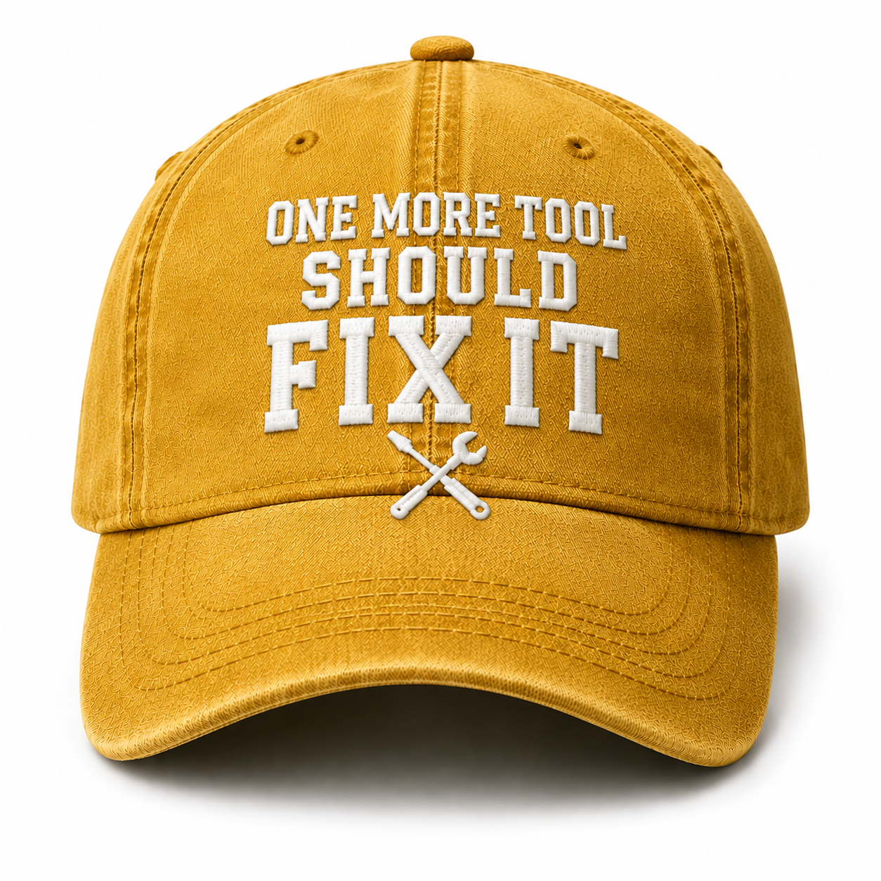 Men’s Vintage “One More Tool Should Fix It” Embroidered Baseball Cap – Adjustable Washed Cotton Workwear Hat