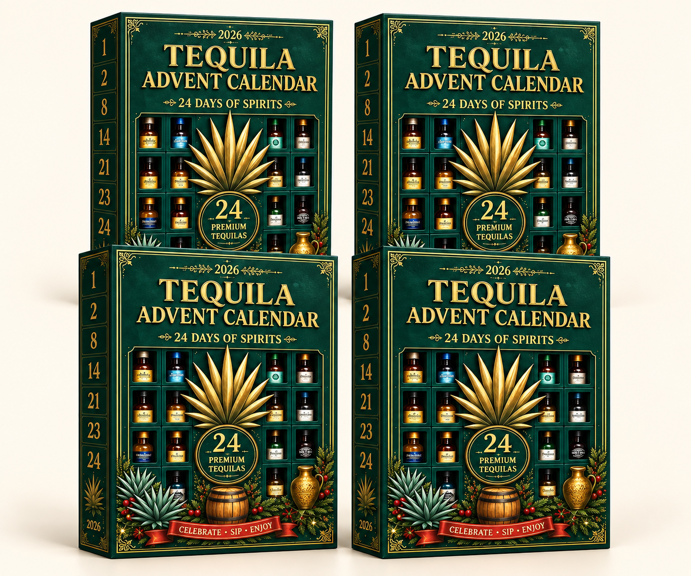 🎁✨24-Day Mini Tequila Bottle Advent Blind Box for Holiday Celebration, Bar Table Decor, Collector Gift & Family Countdown