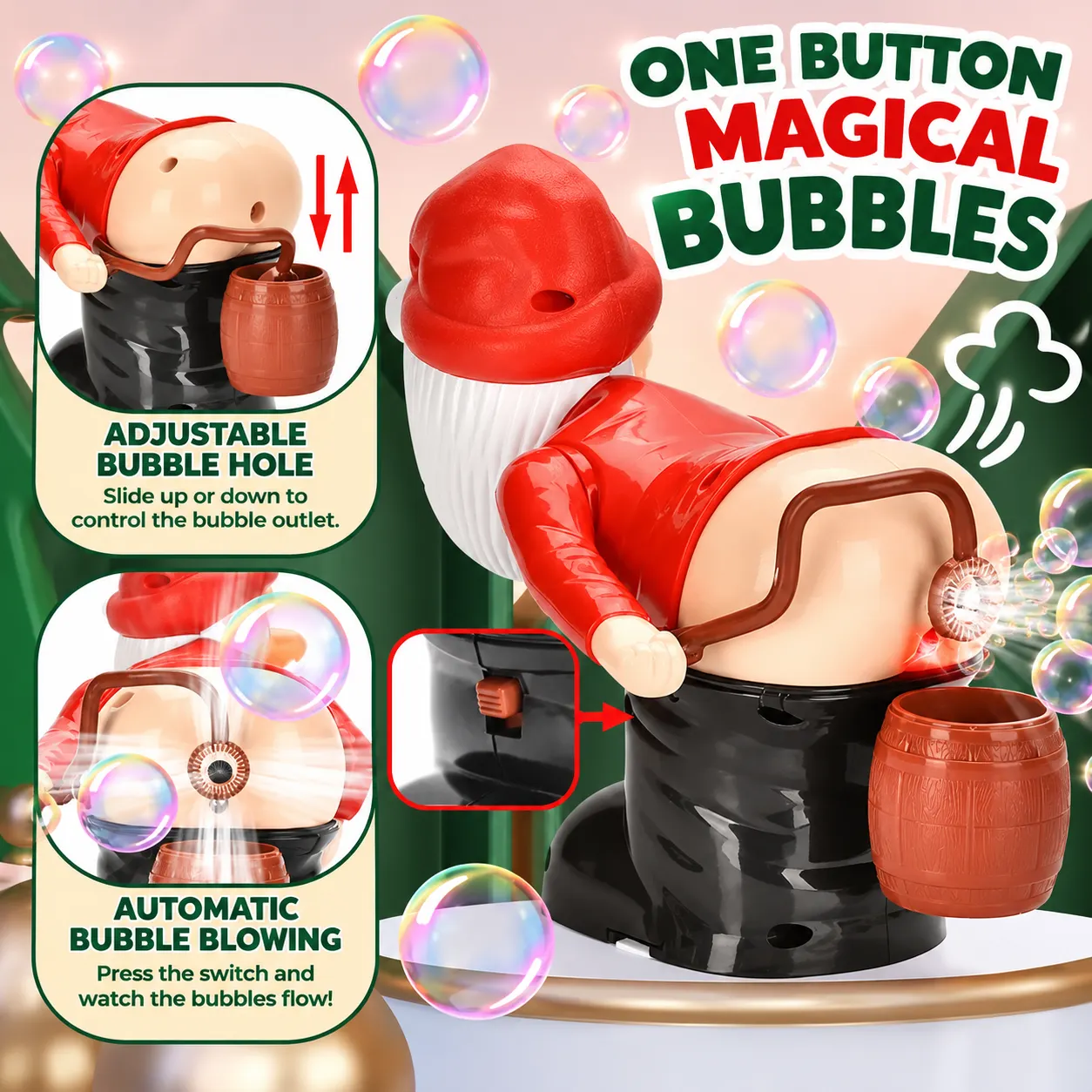 🔥Christmas Sale 50% OFF🎅 Farting Santa Bubble Machine💨 Funny Holiday Party Toy & Gift🎁（Includes complimentary bubble solution）
