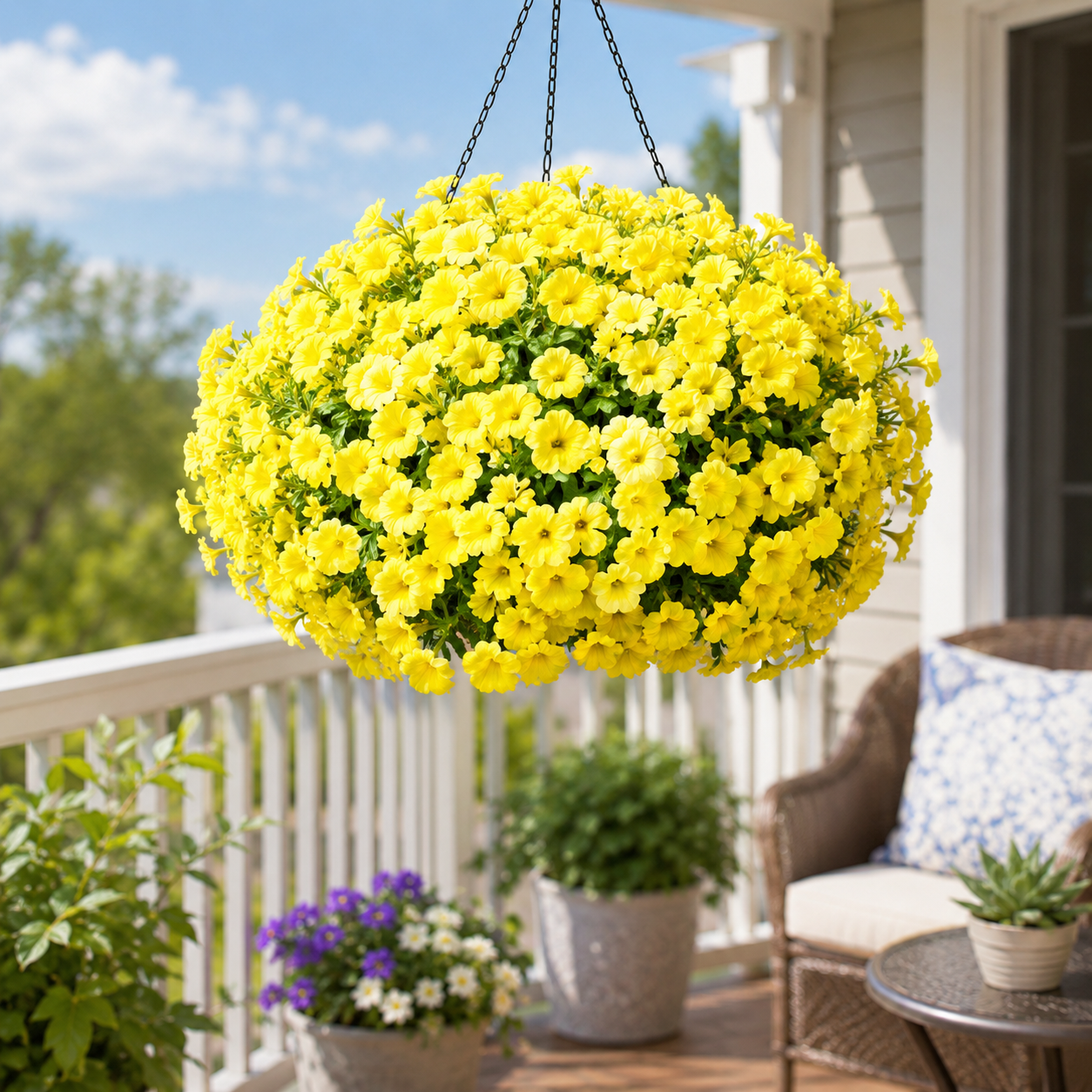 🌸 **Lush Hanging Flower Basket – Instant Porch & Patio Makeover**