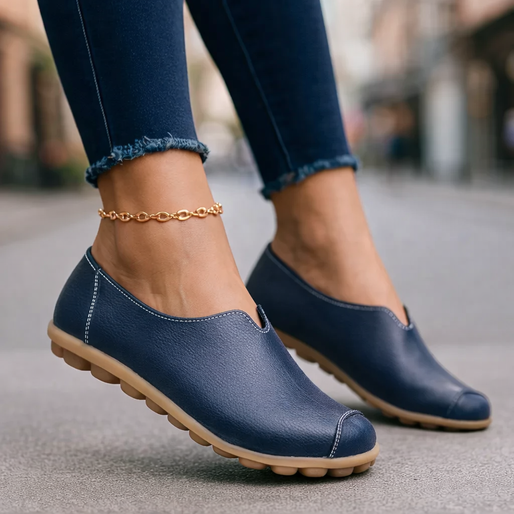 Lässige, strukturierte Slip-On-Flats für Damen