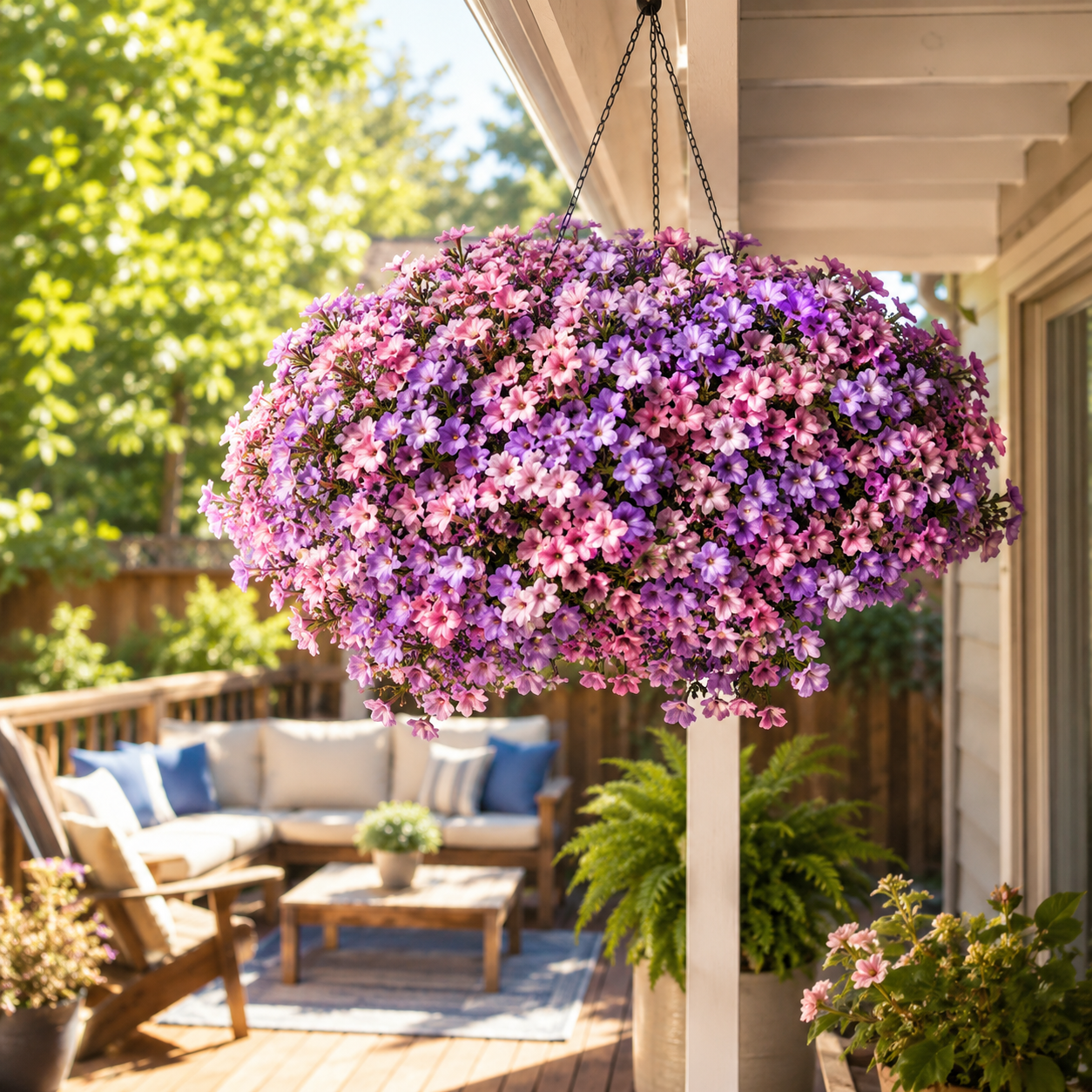 🌸 **Lush Hanging Flower Basket – Instant Porch & Patio Makeover**