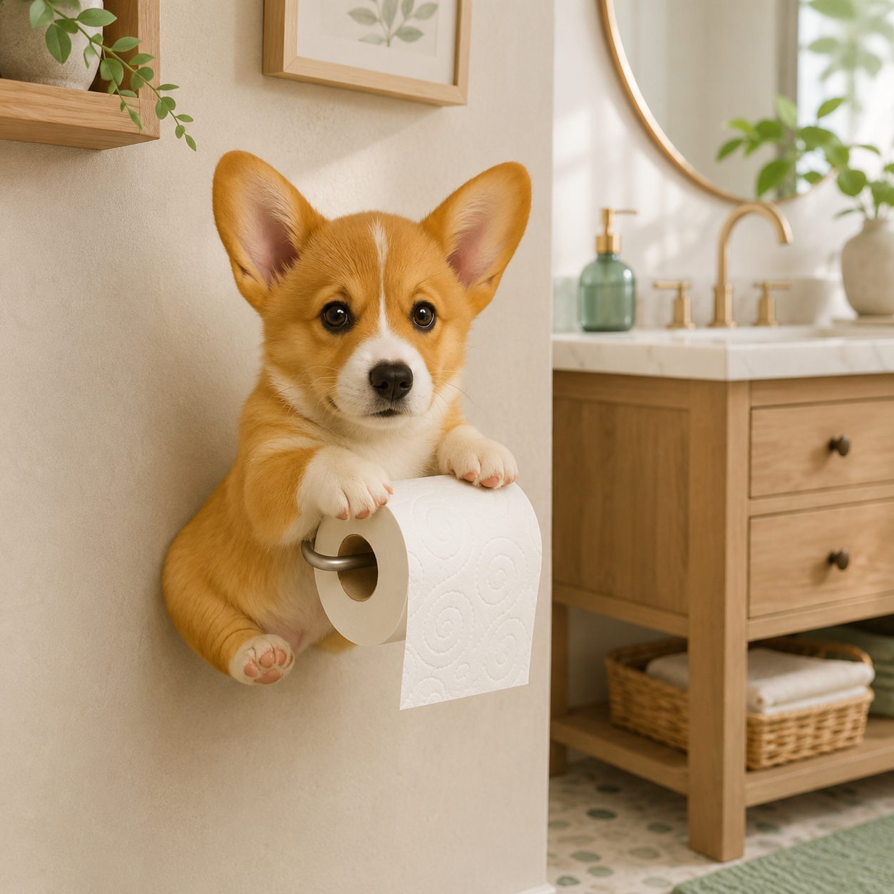 🐾 Adorable Dog Toilet Paper Holder – Playful Bathroom Décor with Everyday Convenience 🧻✨