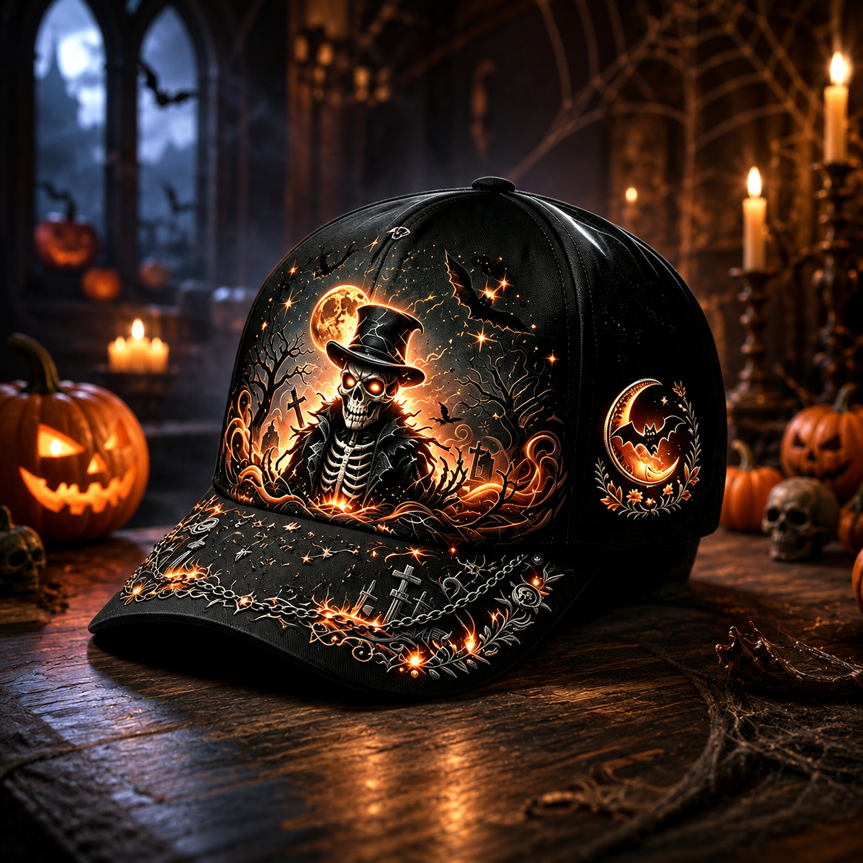 🎃 Halloween Embroidered Baseball Cap for Men – Spooky Skull, Ghost & Pumpkin Designs 👻🧢