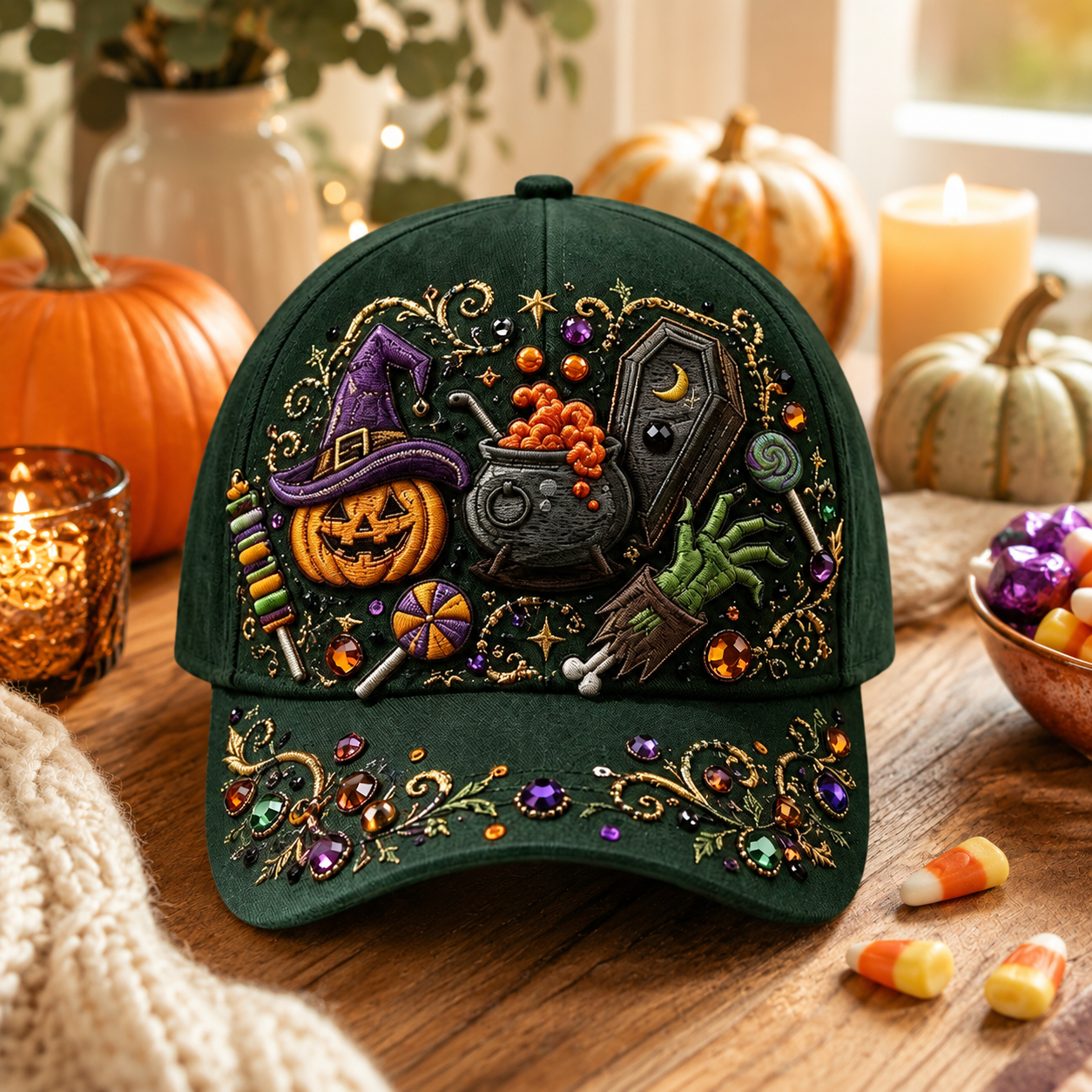 🎃 Halloween Embroidered Baseball Cap for Men – Spooky Skull, Ghost & Pumpkin Designs 👻🧢