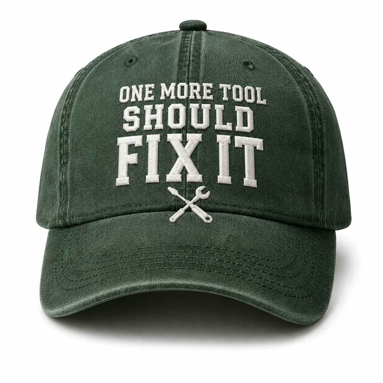 Men’s Vintage “One More Tool Should Fix It” Embroidered Baseball Cap – Adjustable Washed Cotton Workwear Hat