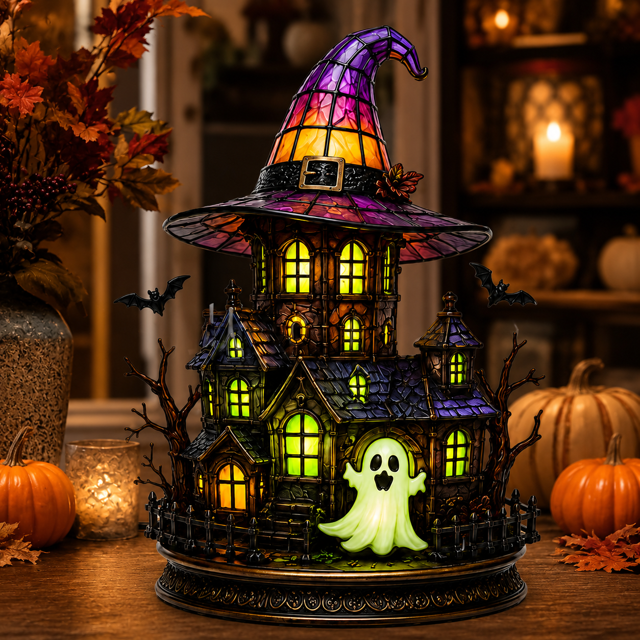🎃 **Magical Stained-Glass Halloween Lights – Spooky Glow for a Cozy Home ✨**