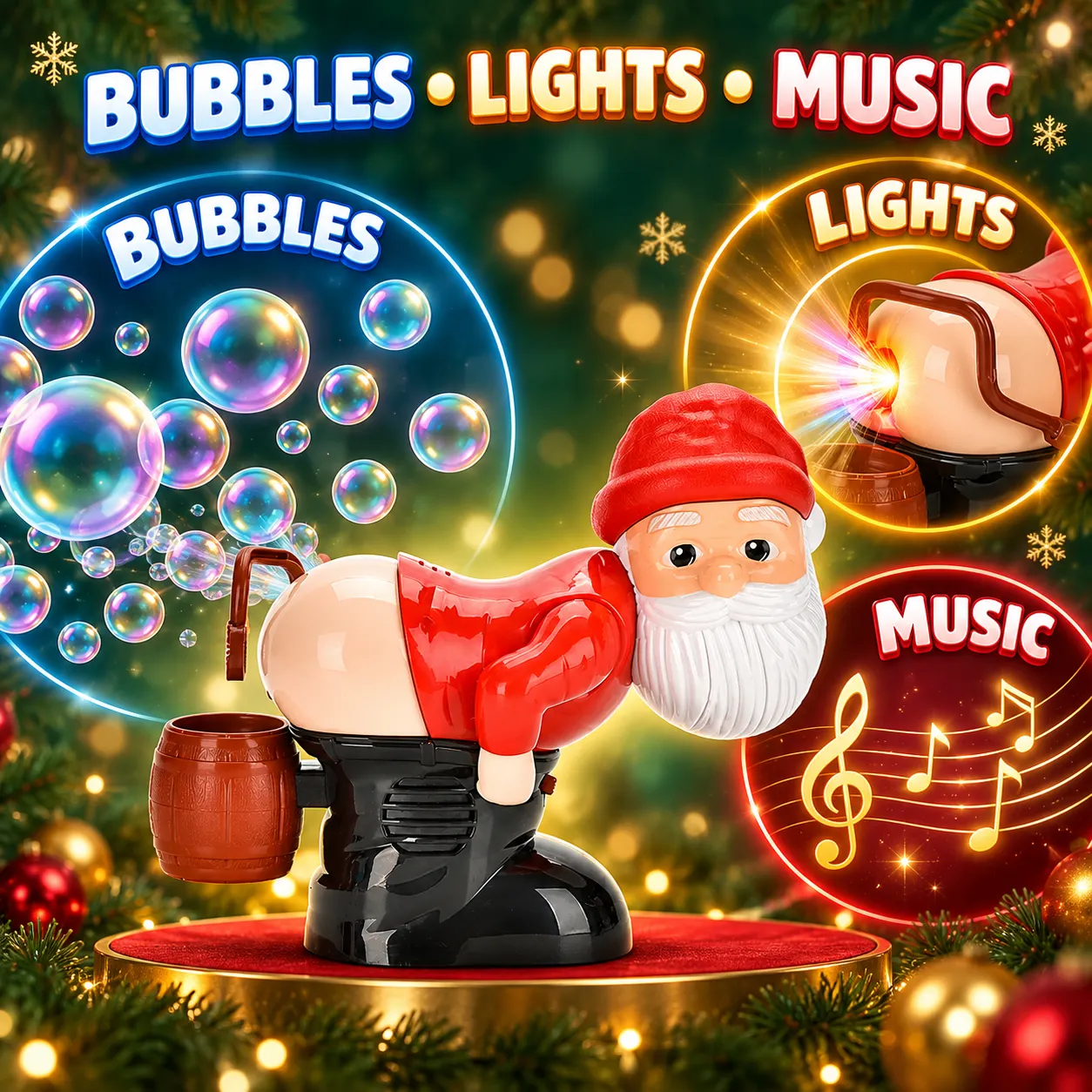 🔥Christmas Sale 50% OFF🎅 Farting Santa Bubble Machine💨 Funny Holiday Party Toy & Gift🎁（Includes complimentary bubble solution）