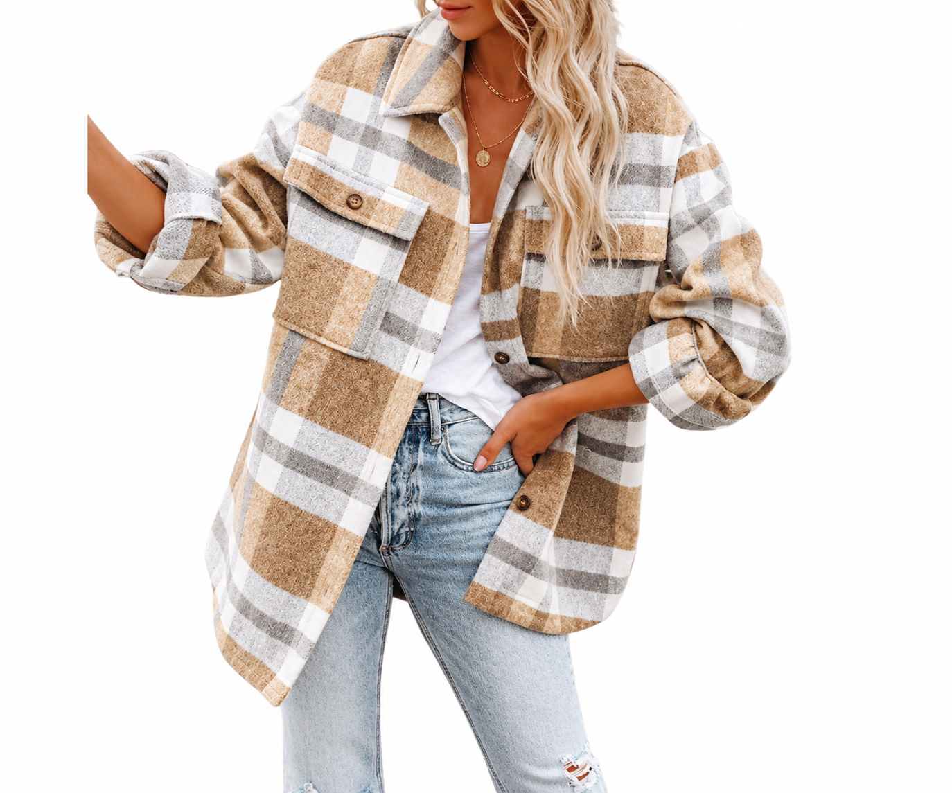 Beaully Women's Flannel Plaid Shacket 2026 Fall Button Down Shirt Jacket | Women's shacket with pockets, Warm feel, Brushed, Casual Jacket shirt for daily wear,Fall winter clothes, Fashion coats