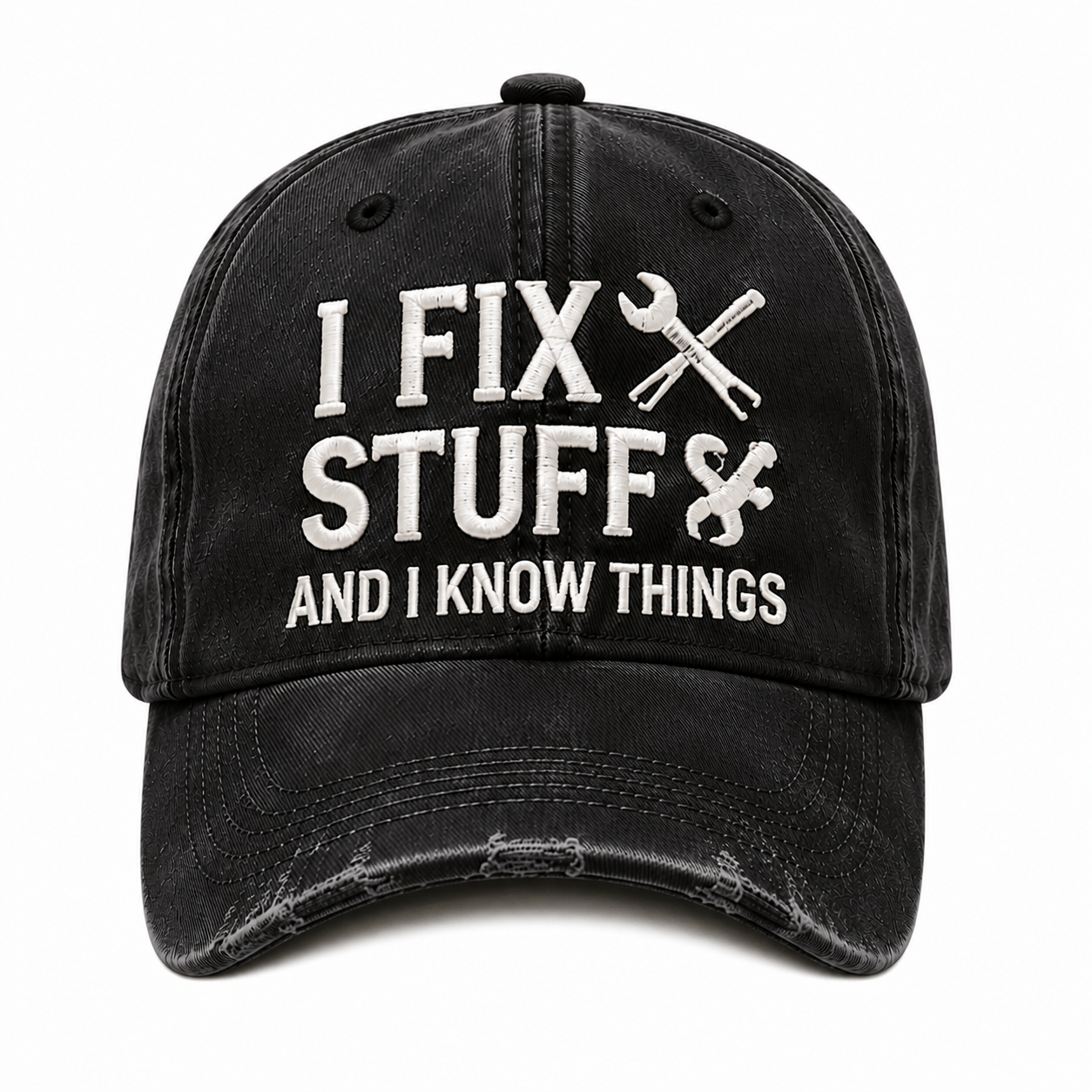 I Fix Stuff and I Know Things – Vintage Embroidered Baseball Cap, Funny Dad Hat for DIY Lovers, Mechanics & Handymen