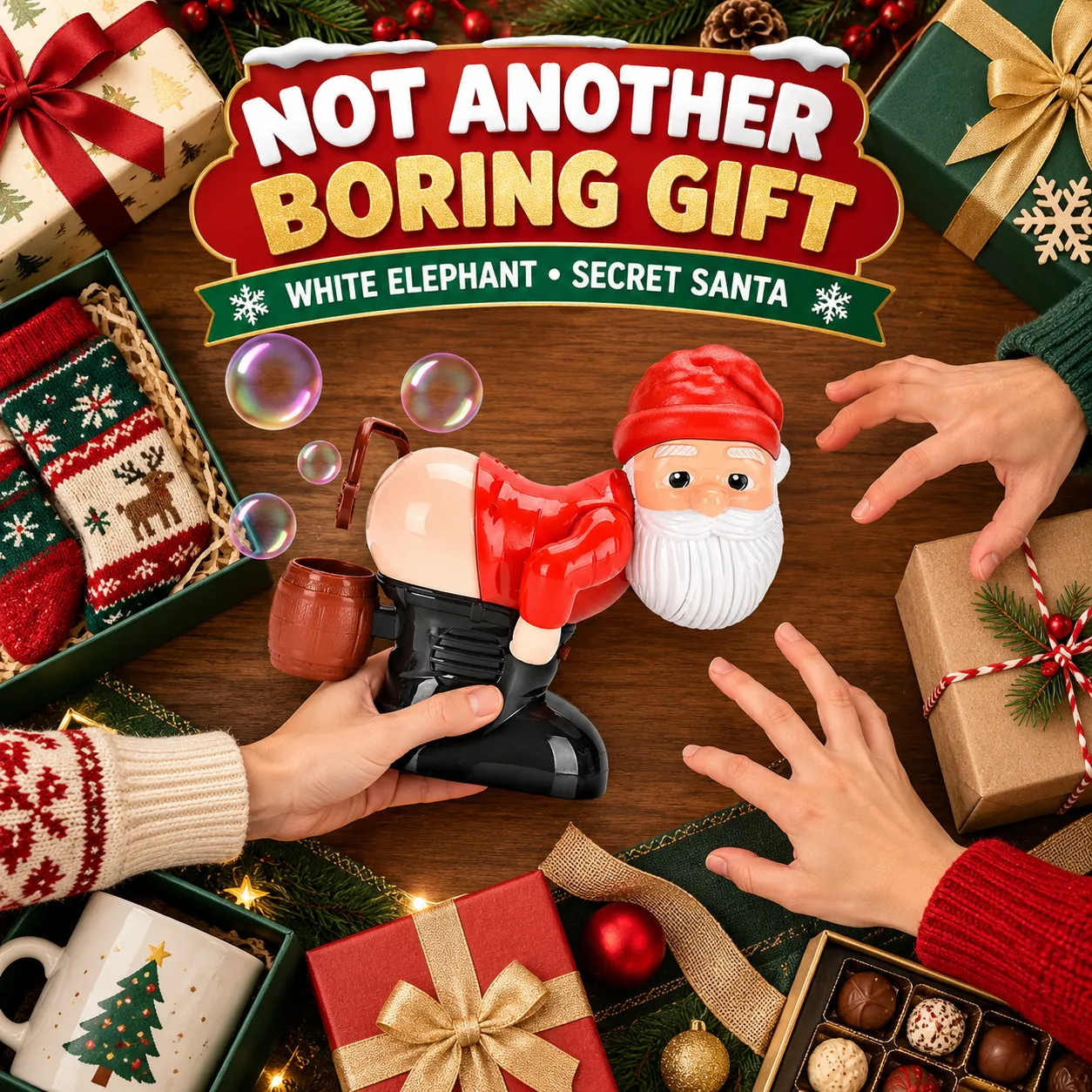 🔥Christmas Sale 50% OFF🎅 Farting Santa Bubble Machine💨 Funny Holiday Party Toy & Gift🎁（Includes complimentary bubble solution）
