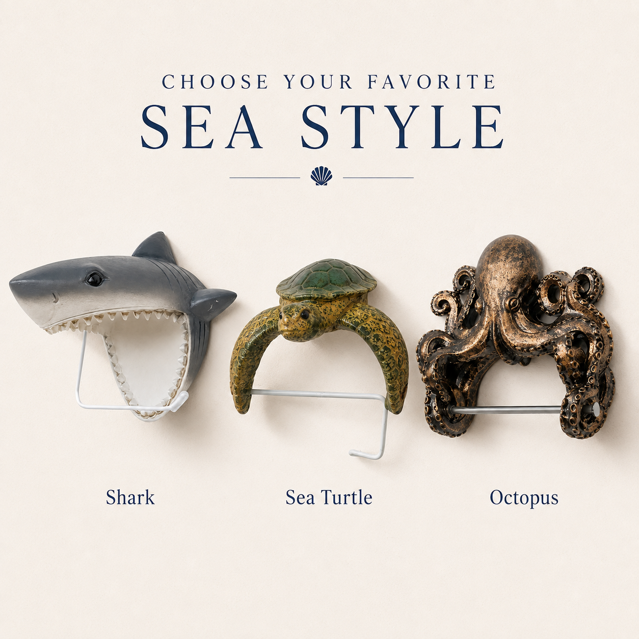 Shark Sea Turtle and Octopus styles