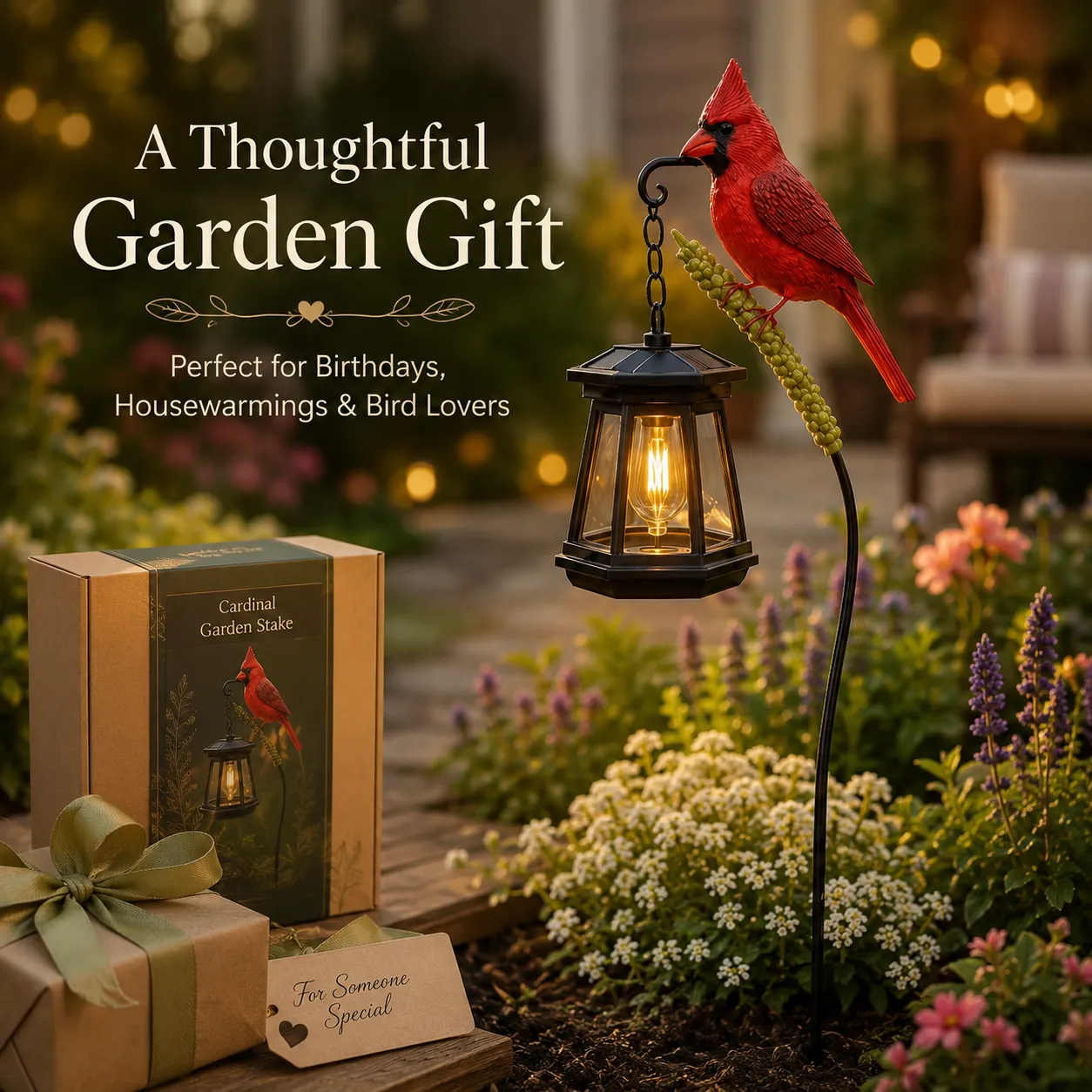 🐦 **Cardinal Garden Lantern Stake🐦 – Charming Outdoor Glow for Gardens, Patios & Pathways**