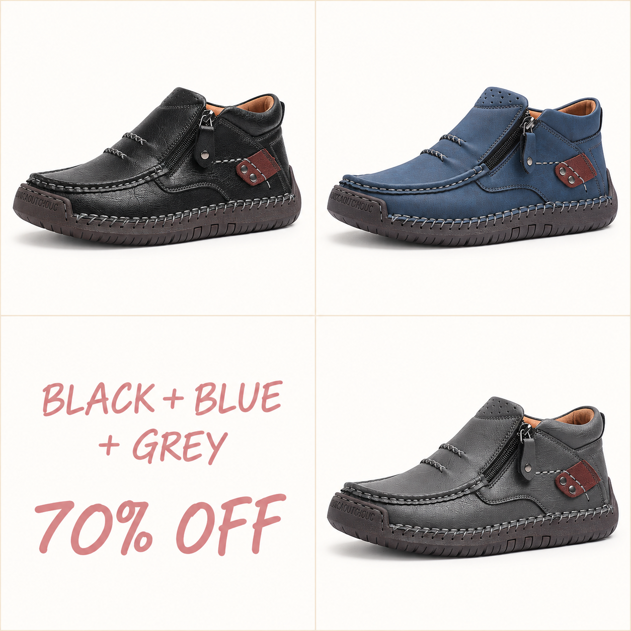 Men’s Slip-On Leather Driving Boots – Handmade with Premium Leather, Wide Toe, Arch Support, Memory Foam Insole, Non-Slip Sole for Casual, Travel & Outdoor